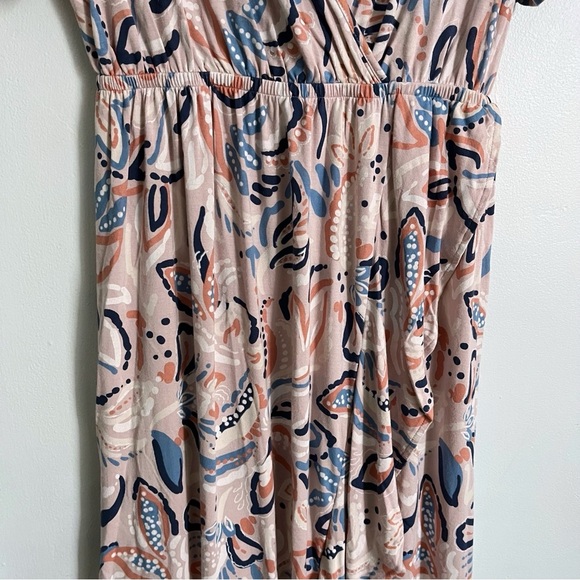 Isabel Materniry • Light Pink Blue Paisley Ruffle Faux Wear Maxi Dress - Picture 5 of 9